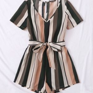 NWT Shein Striped Belted Romper 2XL